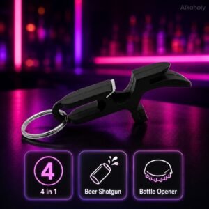 4in1 猎枪工具 - 集啤酒穿孔器、开瓶器、开罐器和钥匙圈于一体